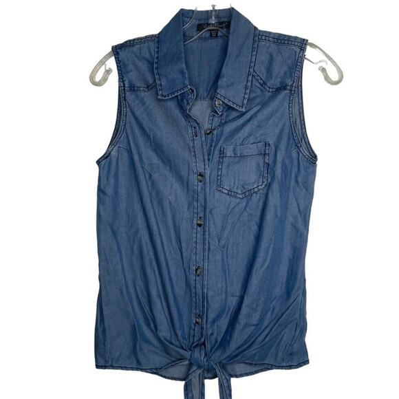 Violet Hearts Womens Top Size XS Blue Sleeveless Button Front Collared Casual - Picture 1 of 13
